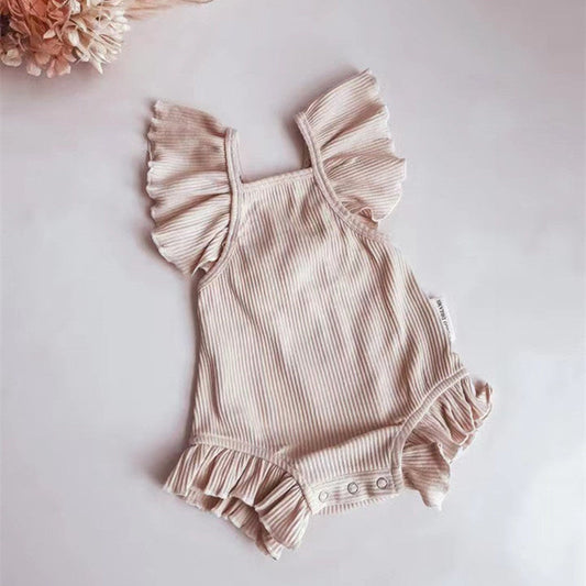 Ribbed Frill Romper With Matching Headband - Bella