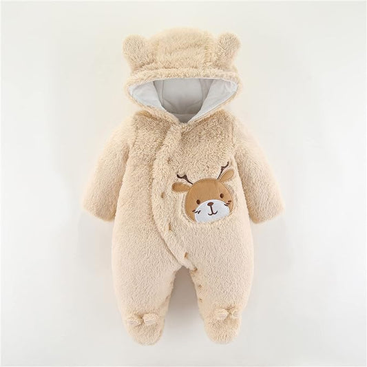 LEON Warm Cotton Fleece Hooded Romper 