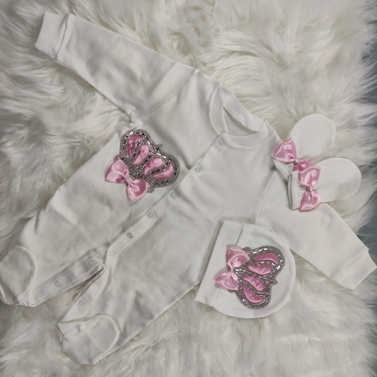 3 PIECE PINK AND WHITE CROWN SET