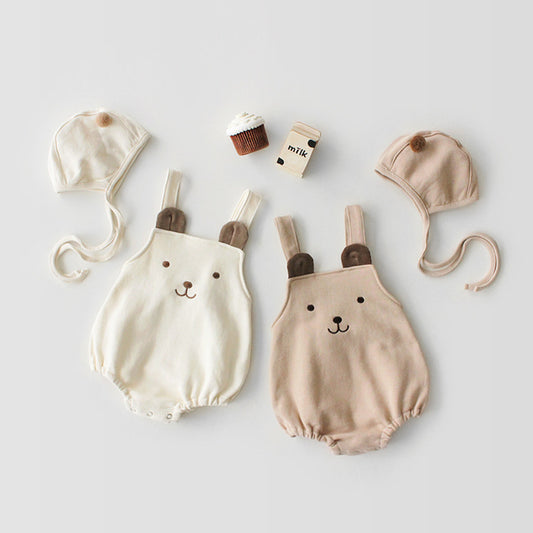 Spanish Baby Teddy Bear Overall Rompers & Bonnets