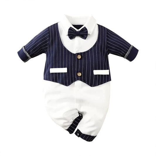 Navy stripe romper