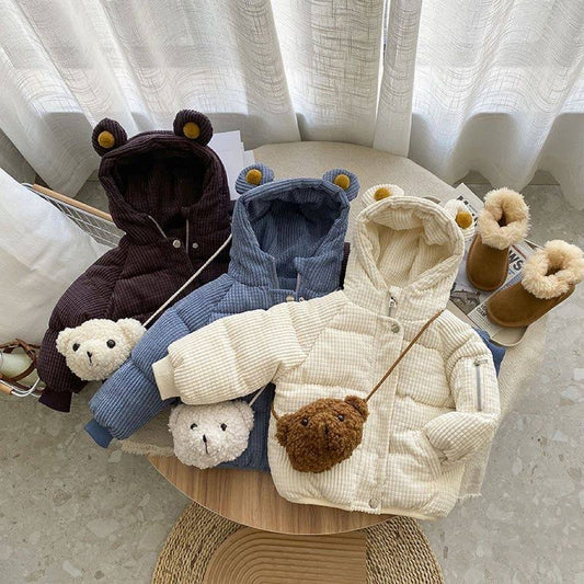 CORDUROY JACKET with BEAR BAG