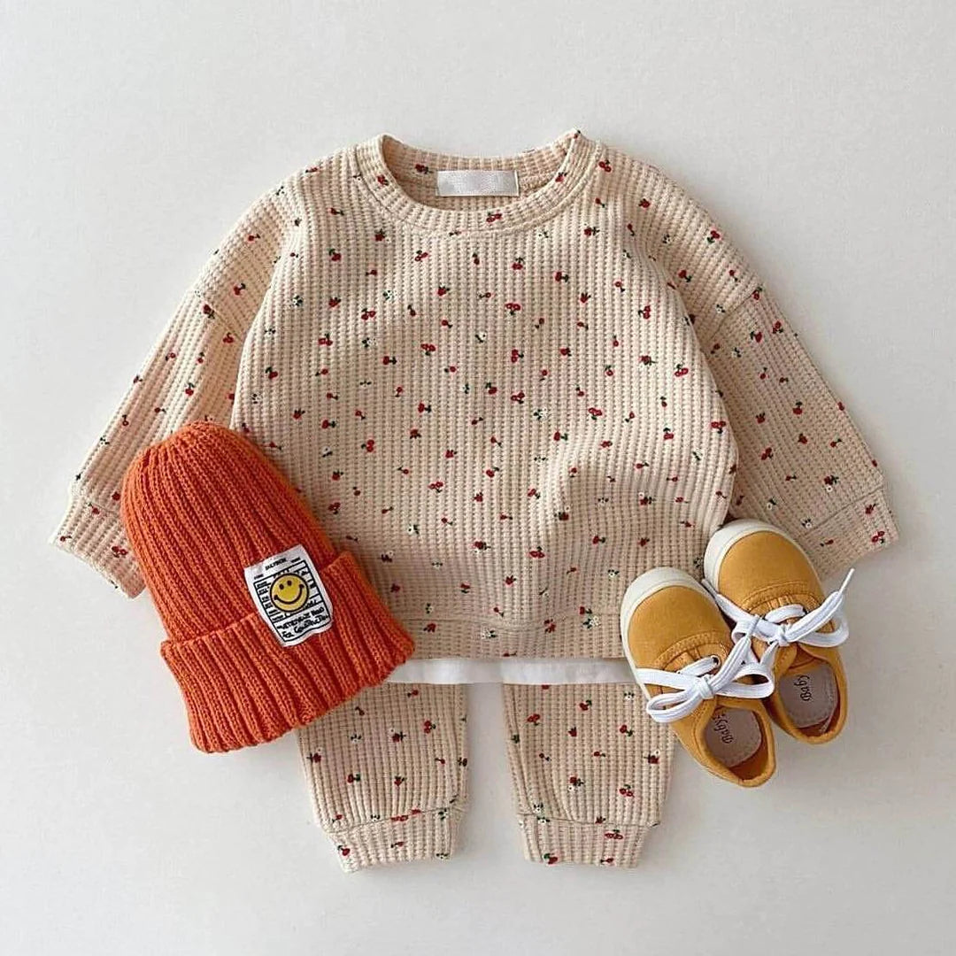 CHERRY BABY WAFFLE MATCHING SET