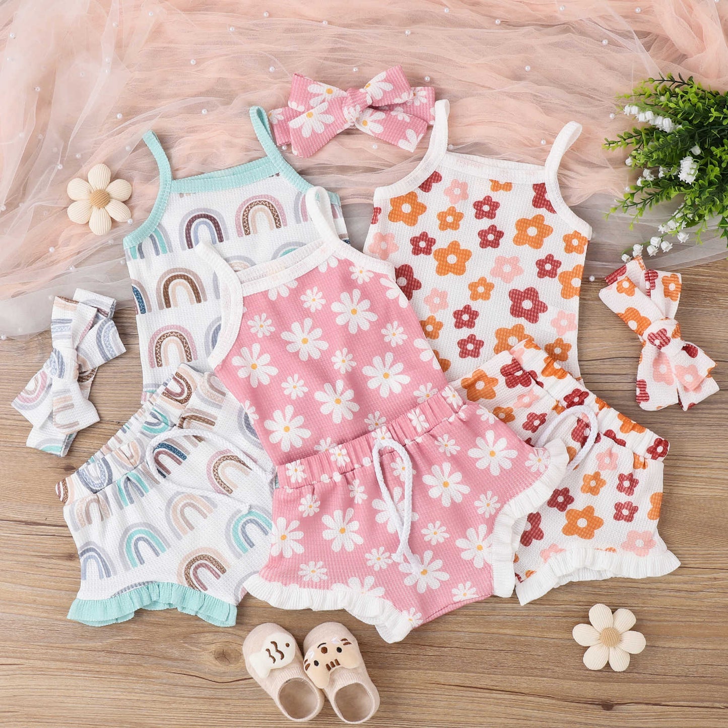 Floral Waffle Set &amp; Bow