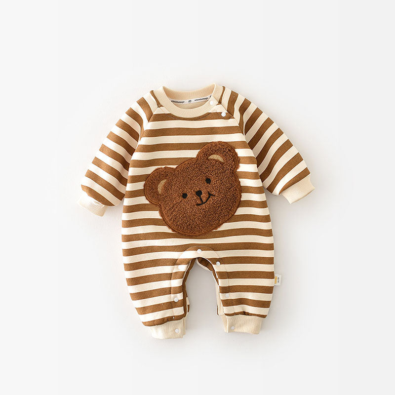 HAPPY SMILE Baby Banana Striped Romper (no inner fleece)