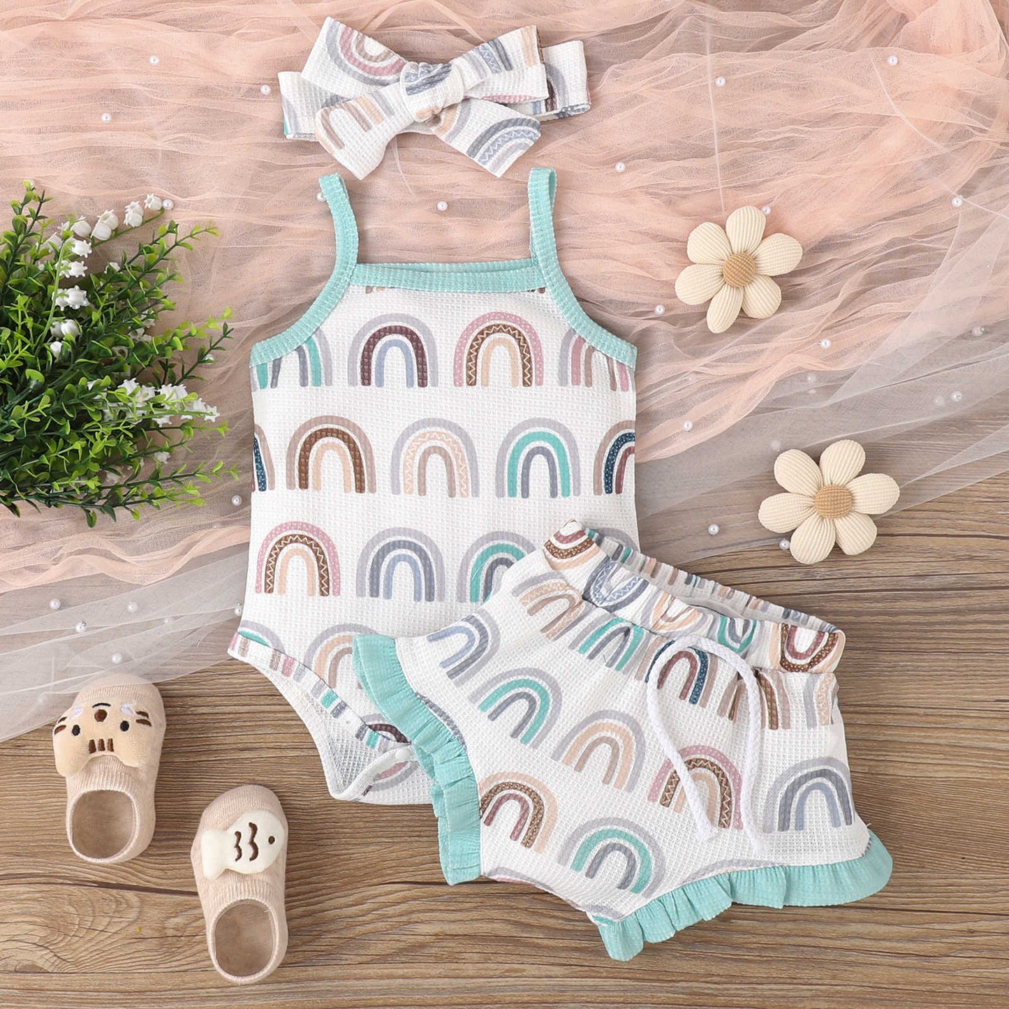 Floral Waffle Set &amp; Bow