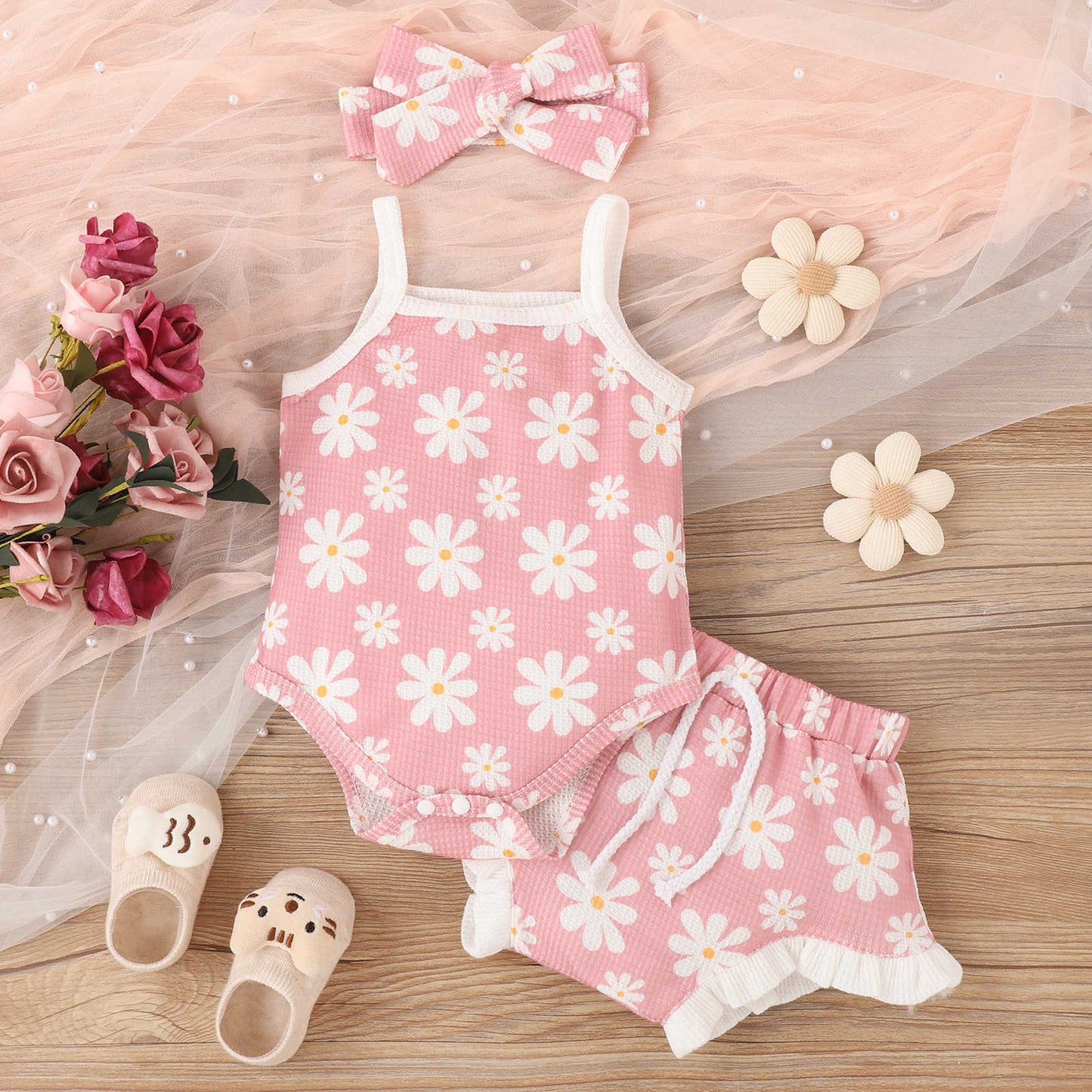 Floral Waffle Set &amp; Bow