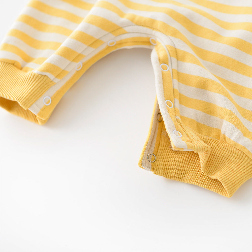 HAPPY SMILE Baby Banana Striped Romper (no inner fleece)