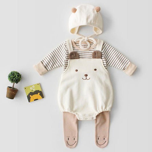 Spanish Baby Teddy Bear Overall Rompers & Bonnets